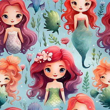 Artwork thumbnail, Mermaids Pattern 16 by DigitalPatternx