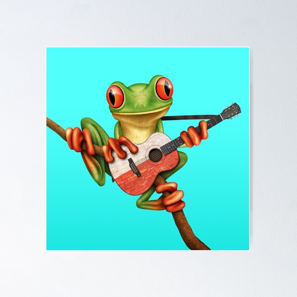 Item preview, Tree Frog Playing Polish Flag Guitar designed and sold by JeffBartels.