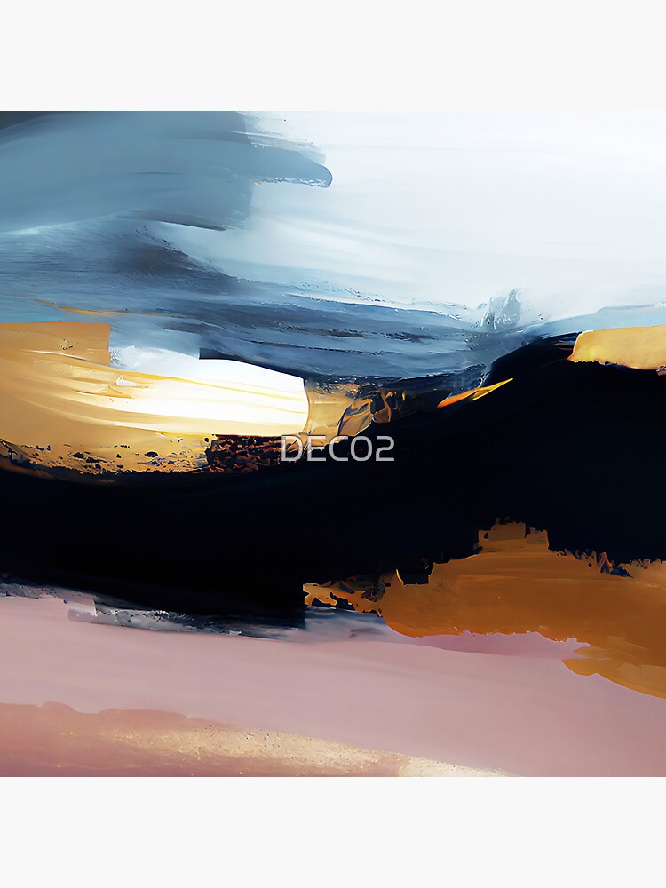 "Soft Blue, Yellow, Pastel Mauve Abstract Art Painting" Sticker for