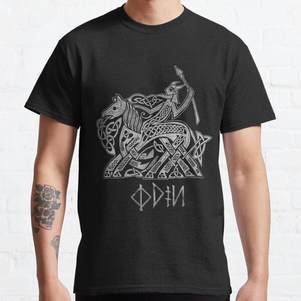 Odin Entrant Valhalla sur Sleipnir (Gris) T-shirt classique
