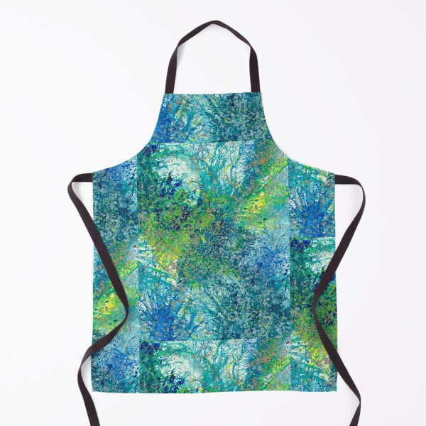 Item preview, Our Earth Is Always Breathing #532 Original Hand-painted Abstract Painting Detail 3 In Teal Blue Green Yellow Inspired By Gaia Spring Summer Mother Nature Forest Aquatic Plants Bohemian Boho Pattern designed and sold by Rainbow Artist Orlando L.