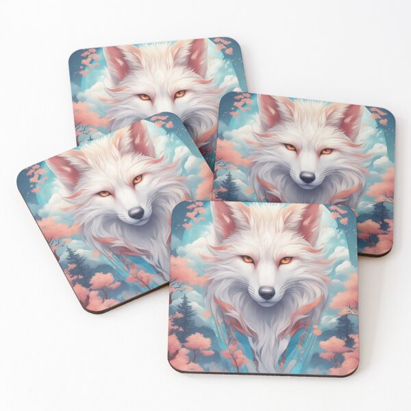 Item preview, Japanese folklore fox kitsune forest cherry blossom tree fantasy art designed and sold by Meena-tta.