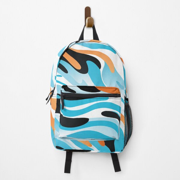 Artikelvorschau, Abstrakter Seeschlangendruck in Aqua, Weiß, Schwarz und Orange entworfen und verkauft von BeHappyGoLucky.