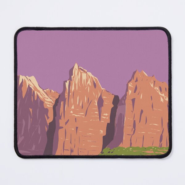Item preview, The Three Patriarchs in Zion National Park Utah USA WPA Art Poster designed and sold by patrimonio.