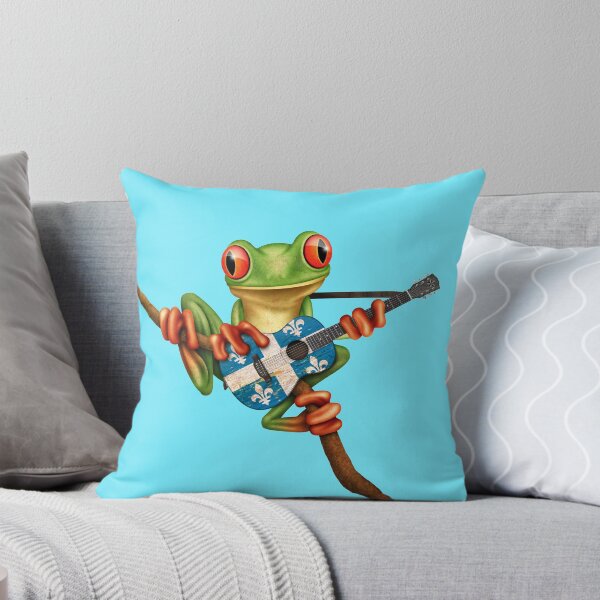 Item preview, Tree Frog Playing Quebec Flag Guitar designed and sold by JeffBartels.