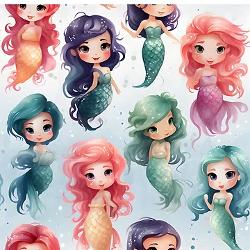Artwork thumbnail, Mermaids Pattern 21 by DigitalPatternx