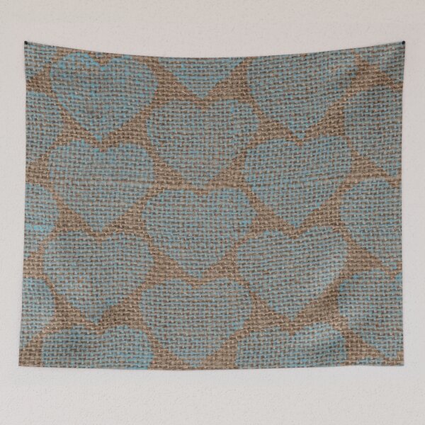 Item preview, Blue Hearts on Hessian designed and sold by Jaana Day.