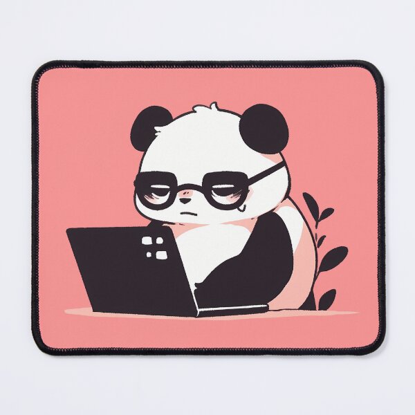 Item preview, Tired Panda With Glasses Working On Laptop designed and sold by SweetClicks123.