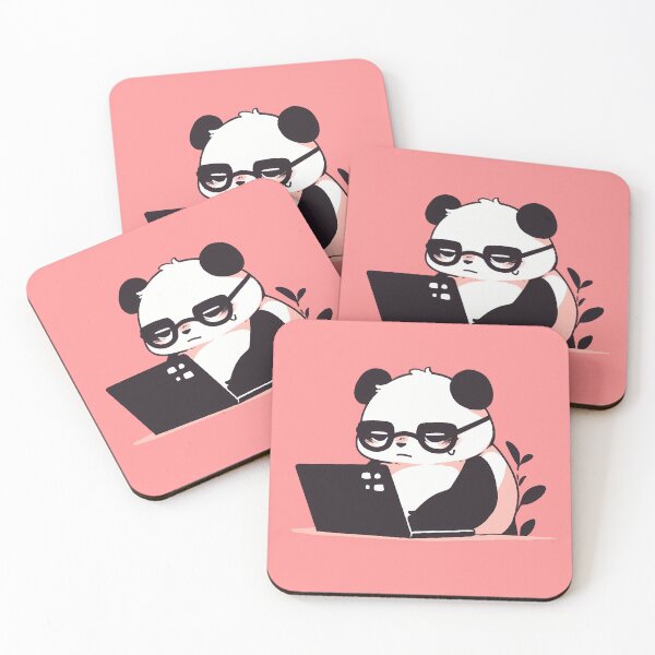 Item preview, Tired Panda With Glasses Working On Laptop designed and sold by SweetClicks123.