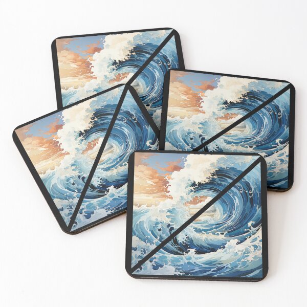 Item preview, Retro Japanese Waves Square  designed and sold by global-designz.