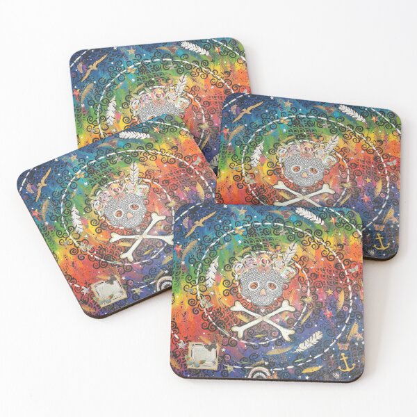Artikelvorschau, Voodoo Juju Regenbogen-Totenkopf mit gekreuzten Knochen entworfen und verkauft von Sue Catt.