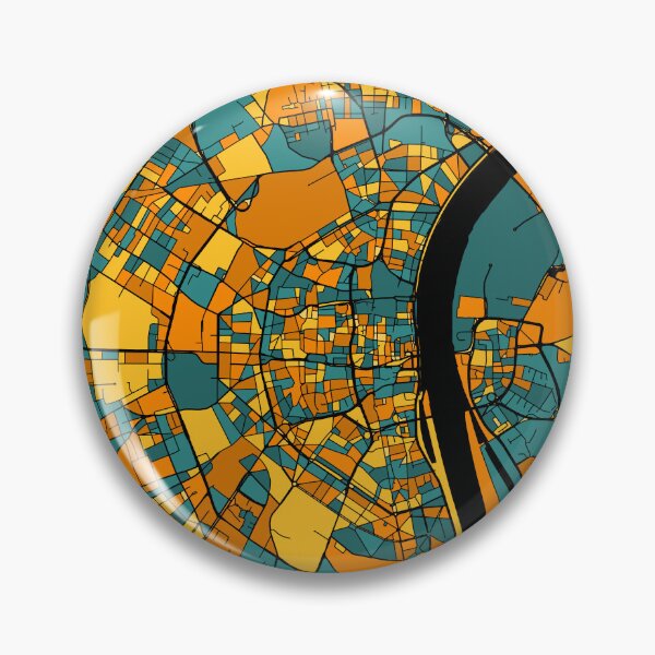 Item preview, Cologne Map Pattern in Orange & Teal designed and sold by PatternMaps.