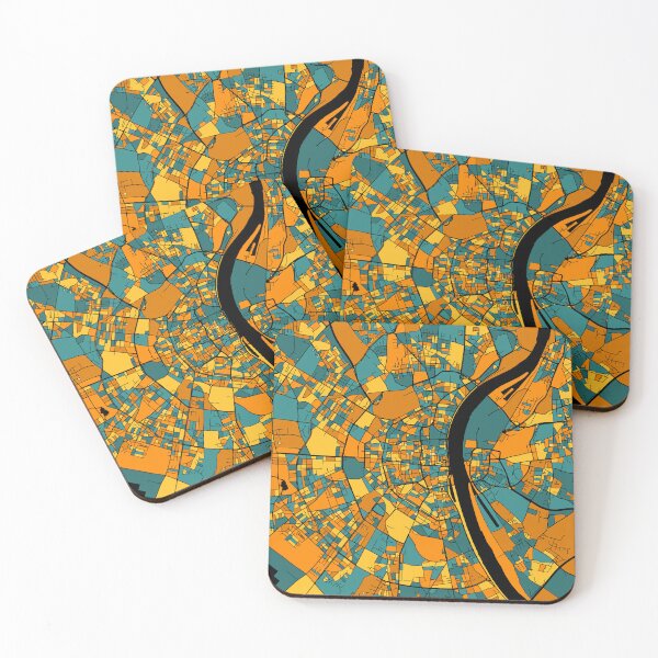 Item preview, Cologne Map Pattern in Orange & Teal designed and sold by PatternMaps.