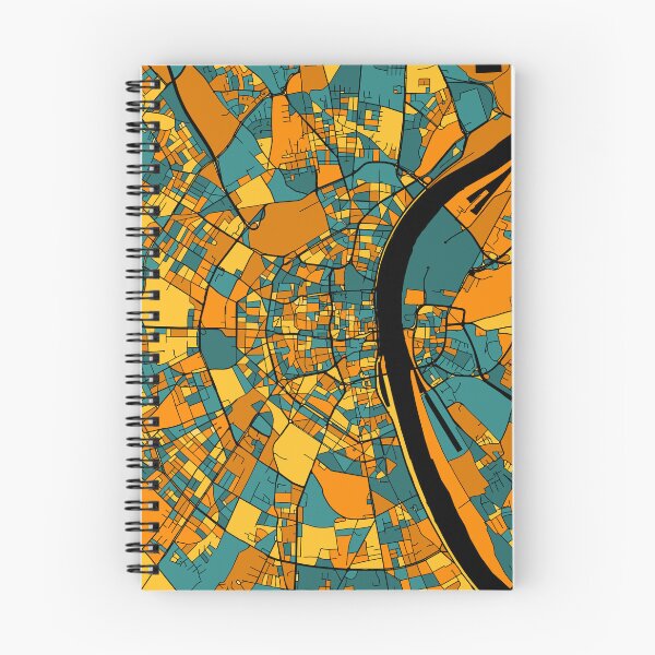 Item preview, Cologne Map Pattern in Orange & Teal designed and sold by PatternMaps.