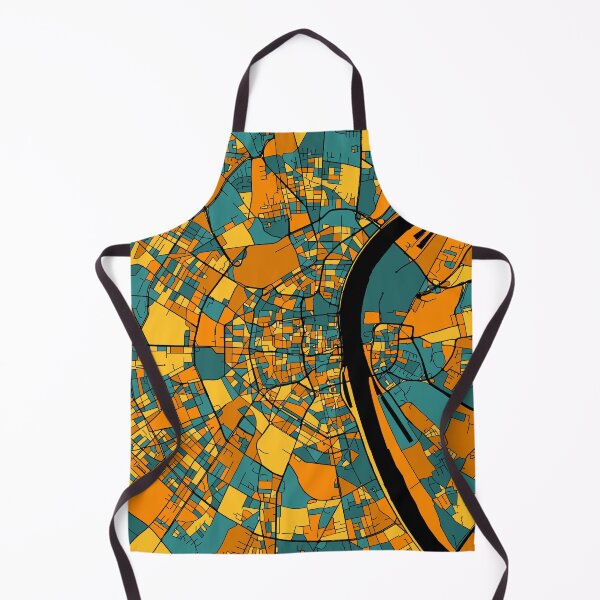 Item preview, Cologne Map Pattern in Orange & Teal designed and sold by PatternMaps.