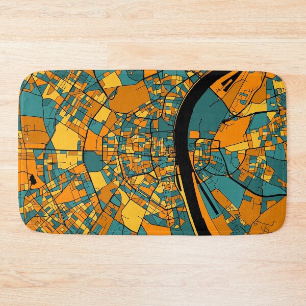 Item preview, Cologne Map Pattern in Orange & Teal designed and sold by PatternMaps.