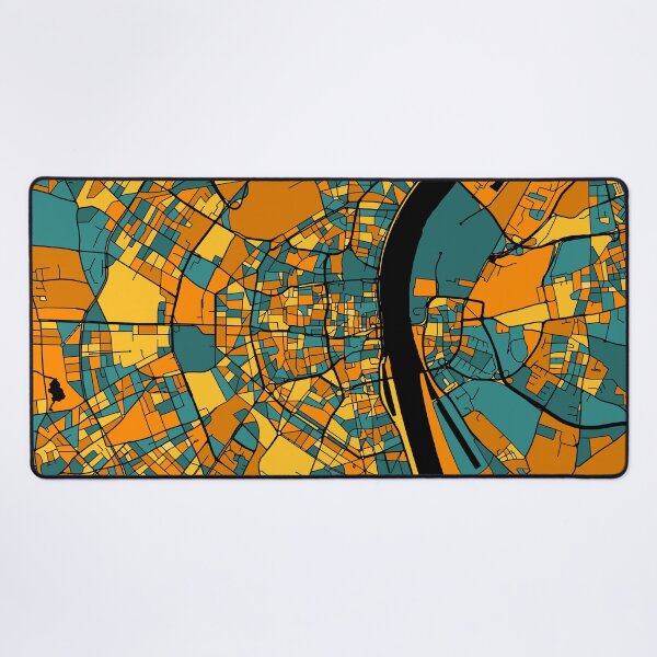 Item preview, Cologne Map Pattern in Orange & Teal designed and sold by PatternMaps.