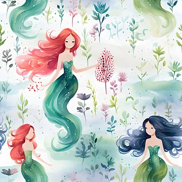Artwork thumbnail, Mermaids Pattern 22 by DigitalPatternx