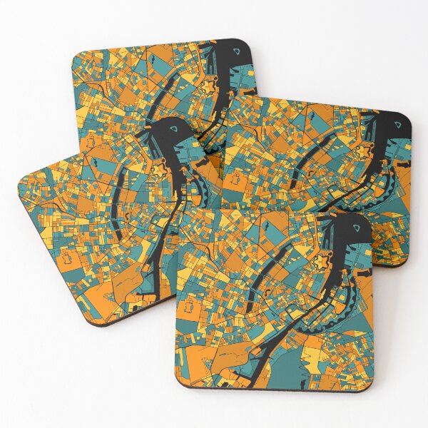 Item preview, Copenhagen Map Pattern in Orange & Teal designed and sold by PatternMaps.