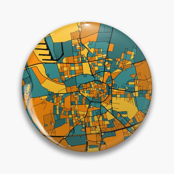 Item preview, Dortmund Map Pattern in Orange & Teal designed and sold by PatternMaps.