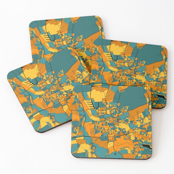 Item preview, Dortmund Map Pattern in Orange & Teal designed and sold by PatternMaps.