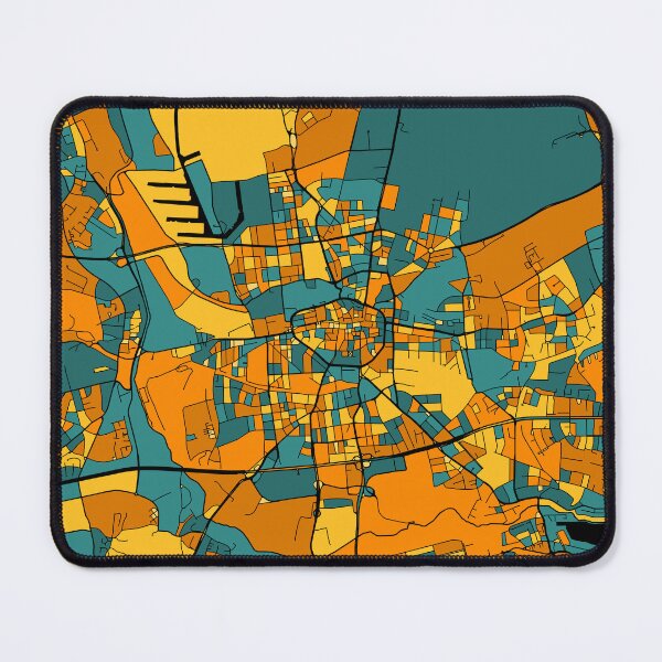 Item preview, Dortmund Map Pattern in Orange & Teal designed and sold by PatternMaps.