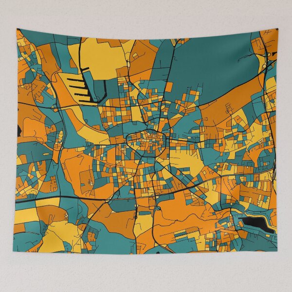 Item preview, Dortmund Map Pattern in Orange & Teal designed and sold by PatternMaps.