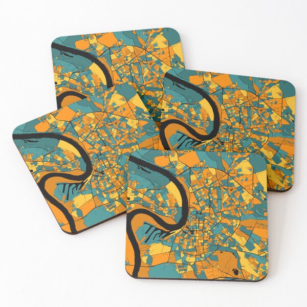 Item preview, Dusseldorf Map Pattern in Orange & Teal designed and sold by PatternMaps.