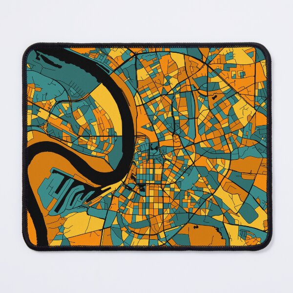 Item preview, Dusseldorf Map Pattern in Orange & Teal designed and sold by PatternMaps.