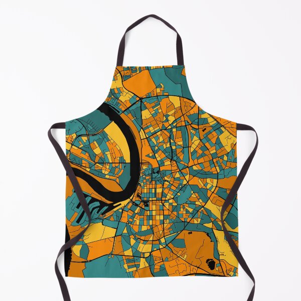 Item preview, Dusseldorf Map Pattern in Orange & Teal designed and sold by PatternMaps.