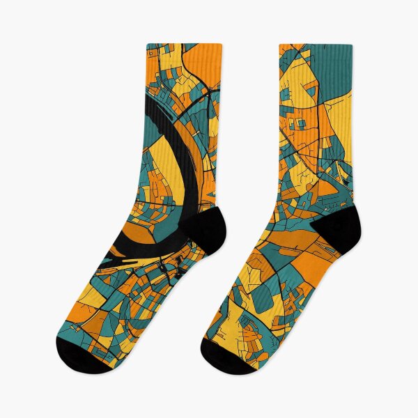 Item preview, Dusseldorf Map Pattern in Orange & Teal designed and sold by PatternMaps.
