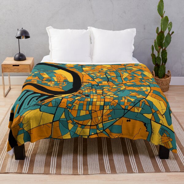 Item preview, Dusseldorf Map Pattern in Orange & Teal designed and sold by PatternMaps.