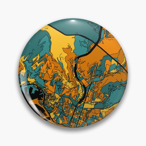Item preview, Genoa Map Pattern in Orange & Teal designed and sold by PatternMaps.