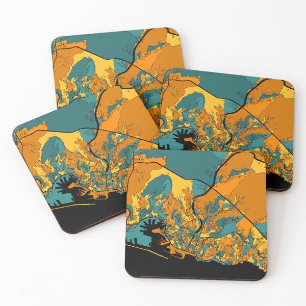 Item preview, Genoa Map Pattern in Orange & Teal designed and sold by PatternMaps.