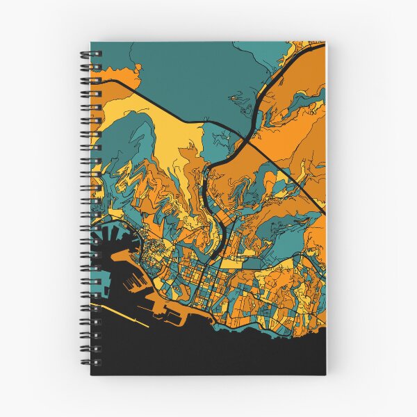 Item preview, Genoa Map Pattern in Orange & Teal designed and sold by PatternMaps.