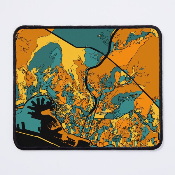 Item preview, Genoa Map Pattern in Orange & Teal designed and sold by PatternMaps.