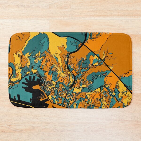 Item preview, Genoa Map Pattern in Orange & Teal designed and sold by PatternMaps.