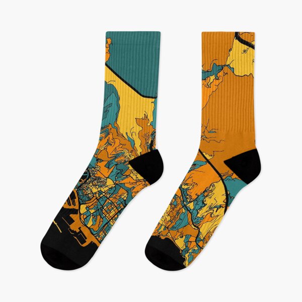 Item preview, Genoa Map Pattern in Orange & Teal designed and sold by PatternMaps.