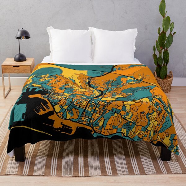 Item preview, Genoa Map Pattern in Orange & Teal designed and sold by PatternMaps.