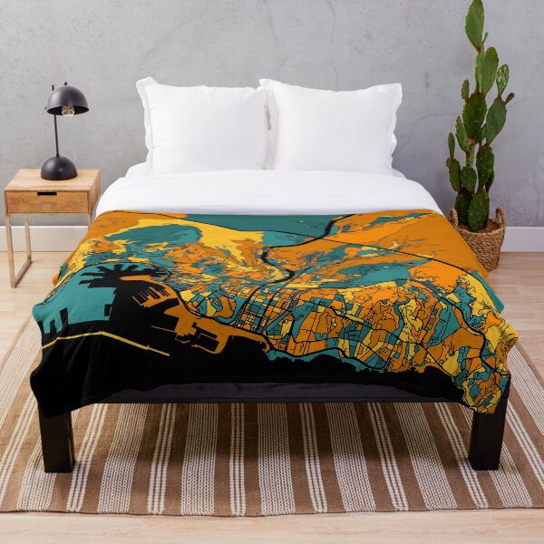 Item preview, Genoa Map Pattern in Orange & Teal designed and sold by PatternMaps.