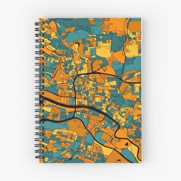 Item preview, Glasgow Map Pattern in Orange & Teal designed and sold by PatternMaps.