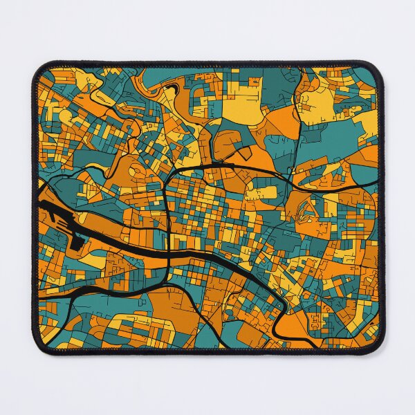Item preview, Glasgow Map Pattern in Orange & Teal designed and sold by PatternMaps.