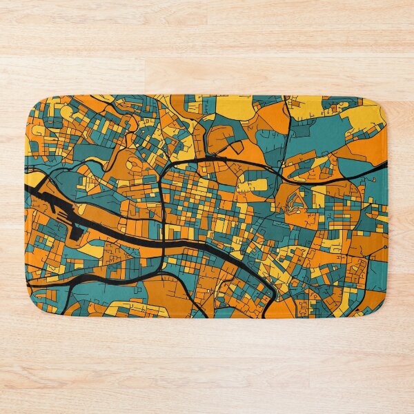 Item preview, Glasgow Map Pattern in Orange & Teal designed and sold by PatternMaps.