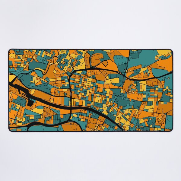 Item preview, Glasgow Map Pattern in Orange & Teal designed and sold by PatternMaps.