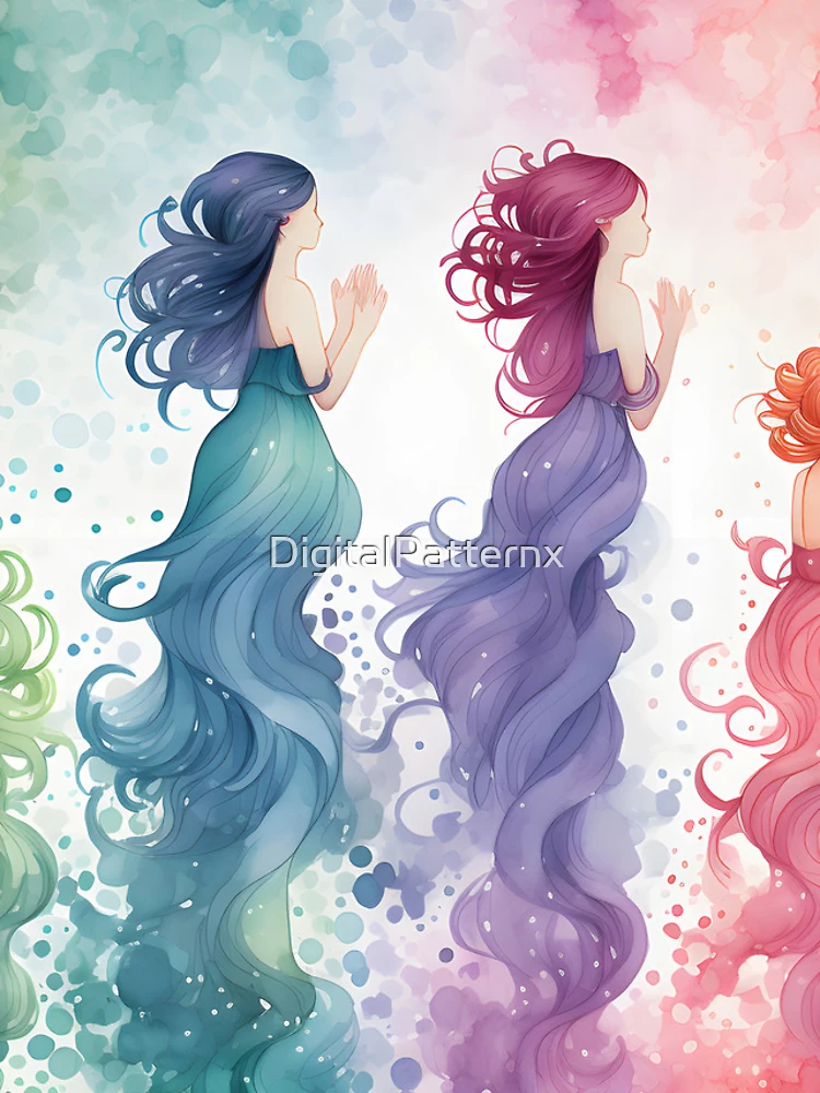 Thumbnail 4 of 4, iPhone Case, Mermaids Pattern 23 designed and sold by DigitalPatternx.