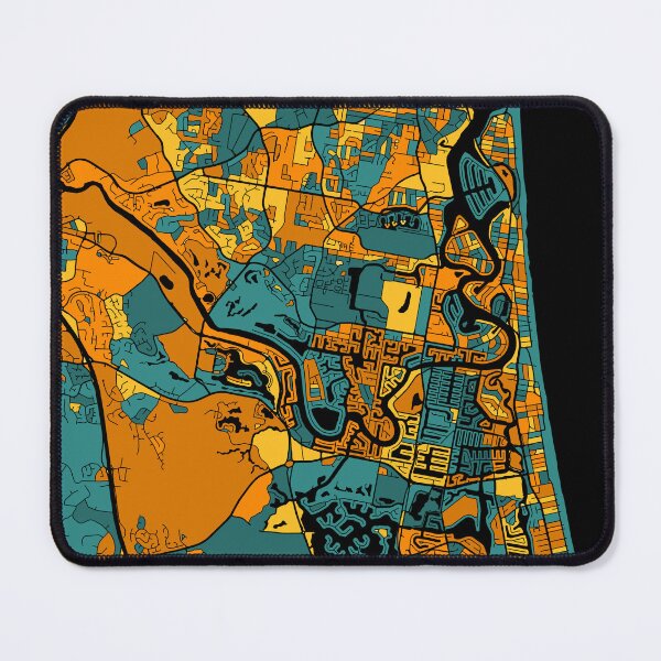 Item preview, Gold Coast Map Pattern in Orange & Teal designed and sold by PatternMaps.