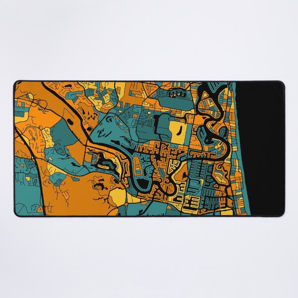Item preview, Gold Coast Map Pattern in Orange & Teal designed and sold by PatternMaps.