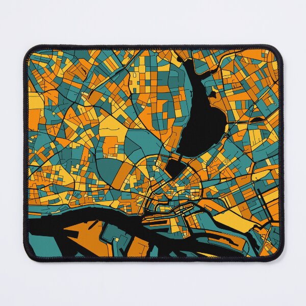 Item preview, Hamburg Map Pattern in Orange & Teal designed and sold by PatternMaps.
