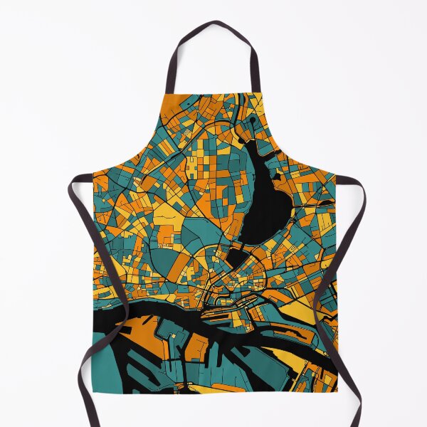Item preview, Hamburg Map Pattern in Orange & Teal designed and sold by PatternMaps.