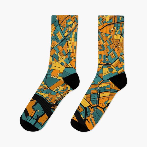 Item preview, Hamburg Map Pattern in Orange & Teal designed and sold by PatternMaps.